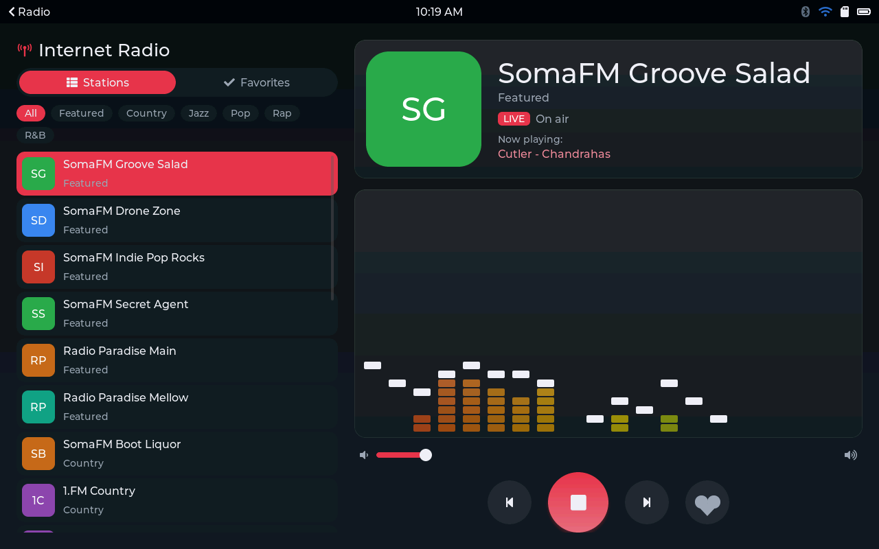Radio - Live, with the song title the station is broadcasting