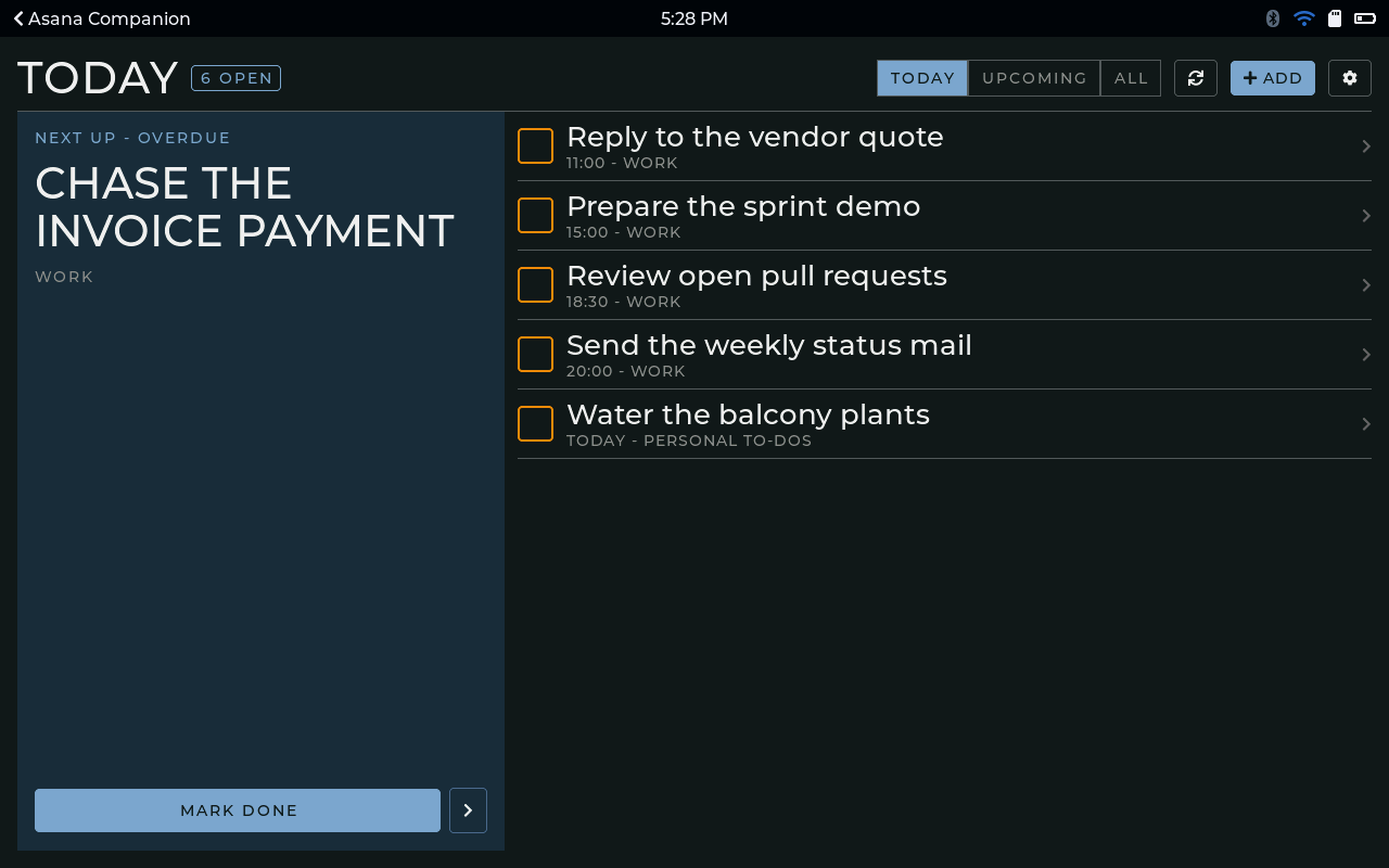 Asana Companion screenshot