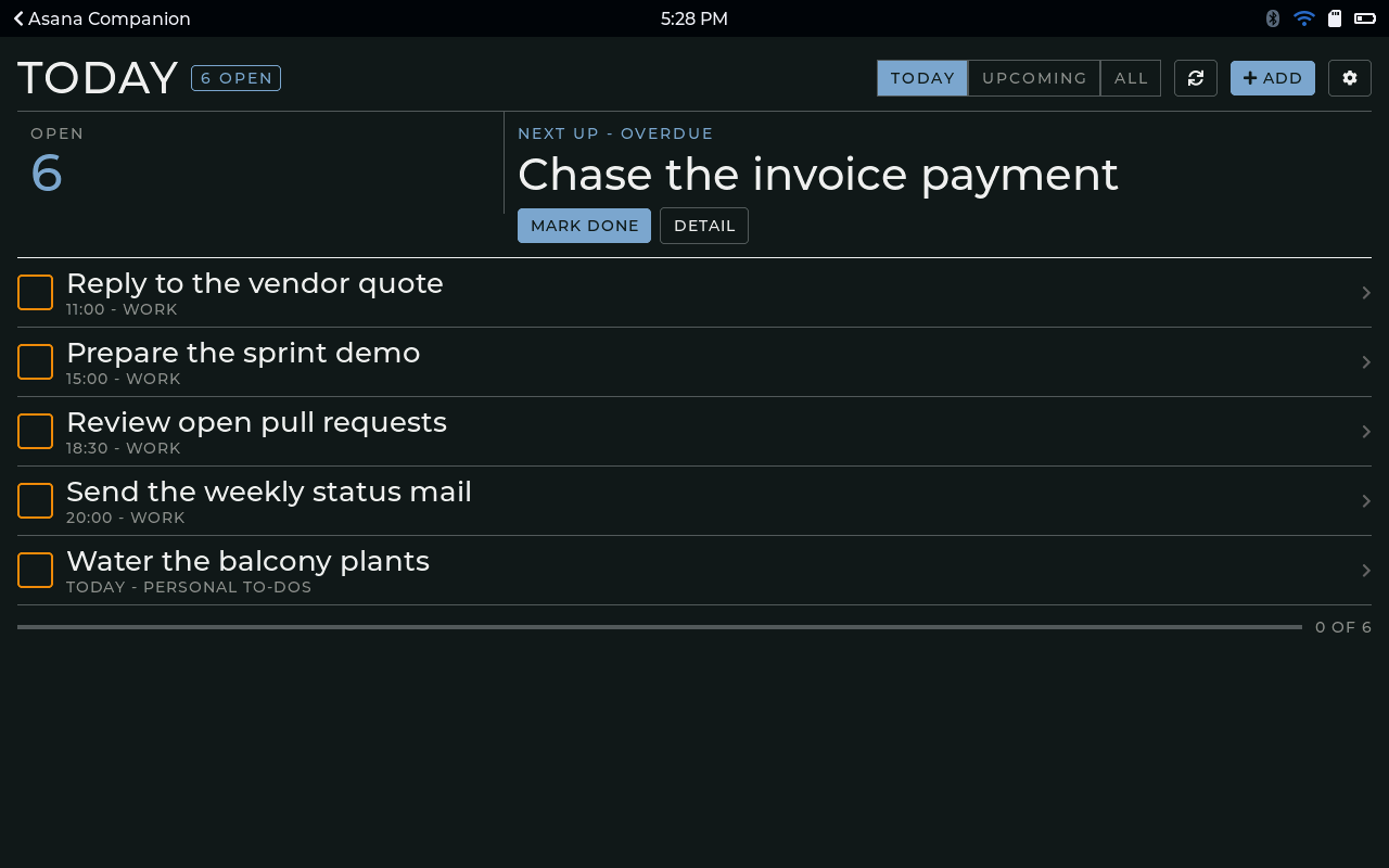 Asana Companion screenshot