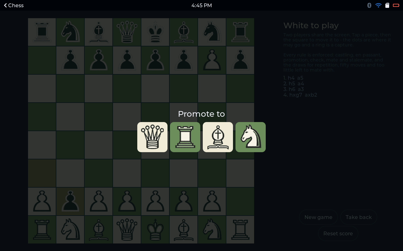 Chess - A pawn reaching the far rank asks the only question in chess that is not a square.