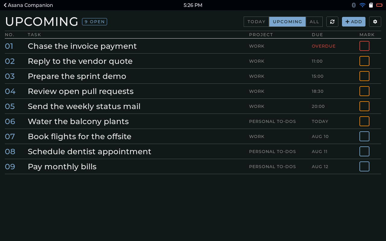 Asana Companion screenshot