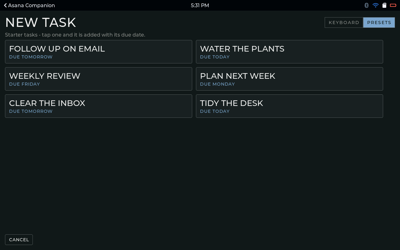 Asana Companion screenshot