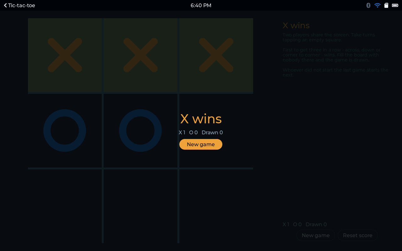Tic-tac-toe screenshot