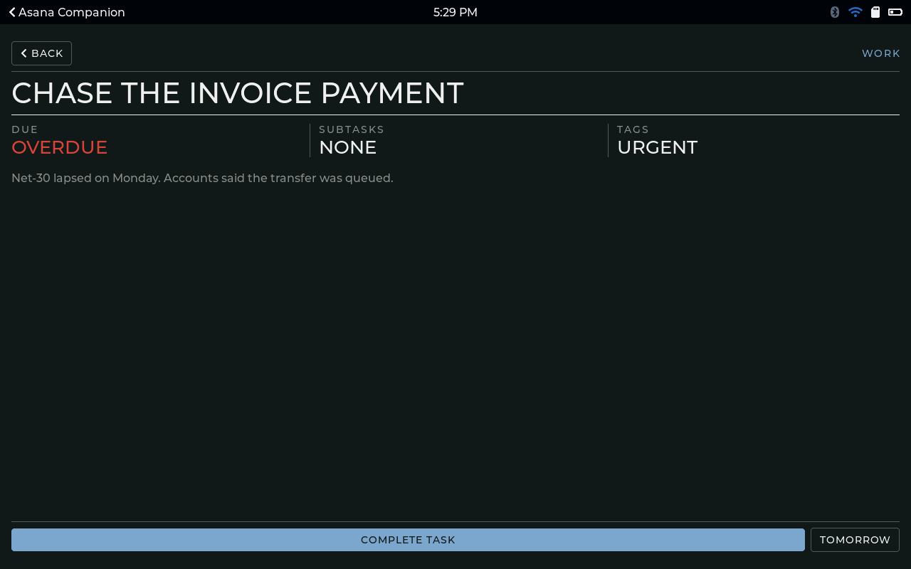 Asana Companion screenshot